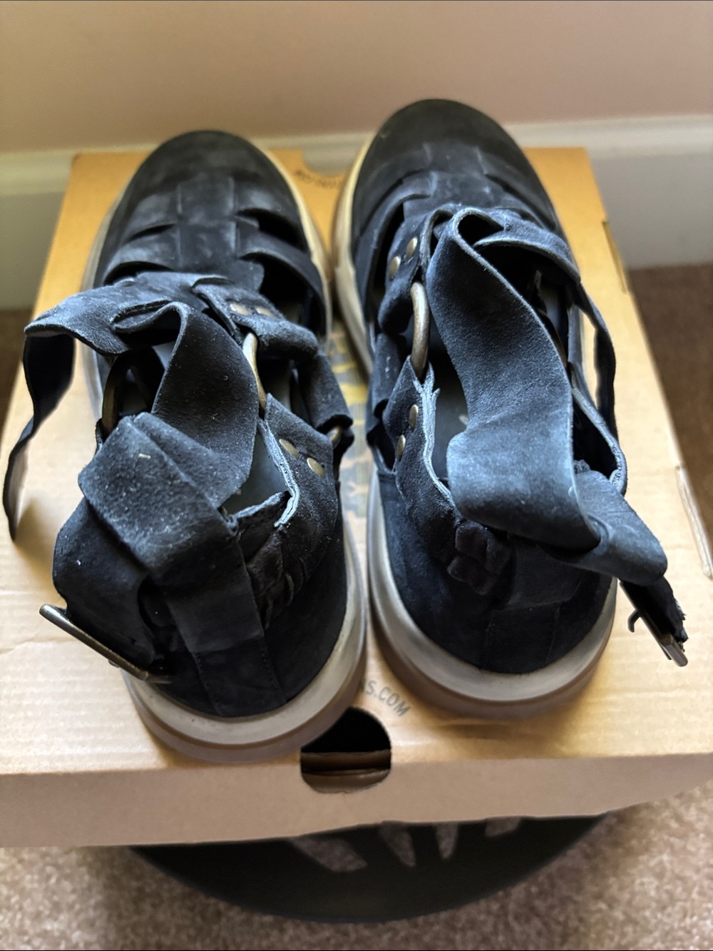 Free People Black Suede Cutout Sneakers